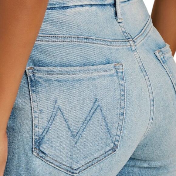 Mother High Waisted Looker Ankle Fray Jeans 29 Au Revoir Light Blue Soft Stretch - Picture 11 of 15